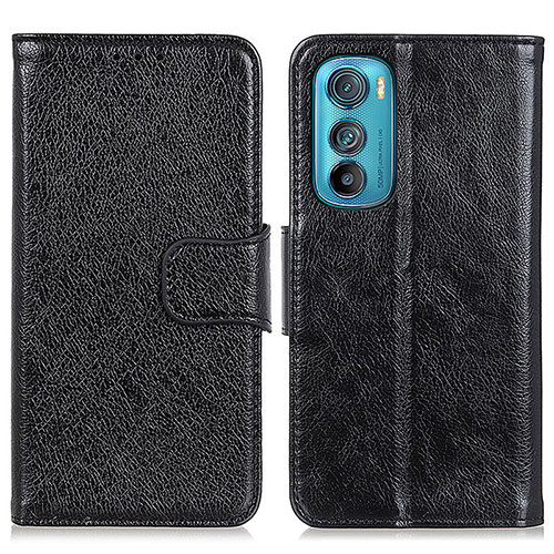 Leather Case Stands Flip Cover Holder N05P for Motorola Moto Edge 30 5G Black