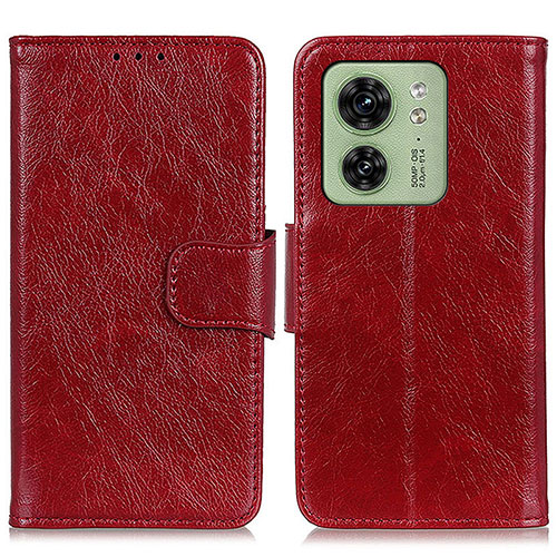 Leather Case Stands Flip Cover Holder N05P for Motorola Moto Edge 40 5G Red