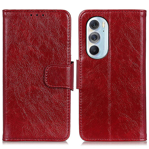 Leather Case Stands Flip Cover Holder N05P for Motorola Moto Edge Plus (2022) 5G Red