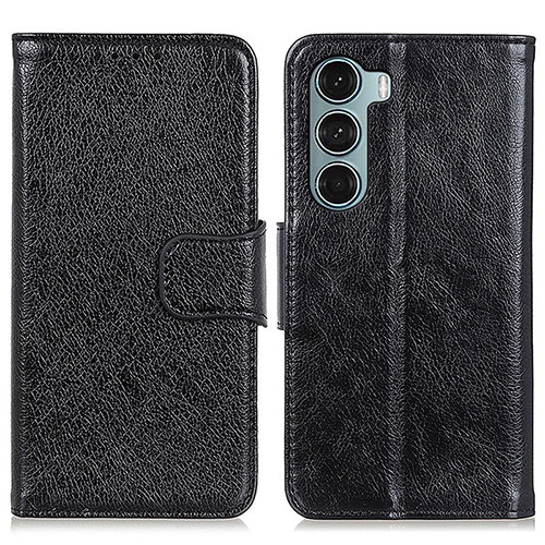 Leather Case Stands Flip Cover Holder N05P for Motorola Moto Edge S30 5G Black