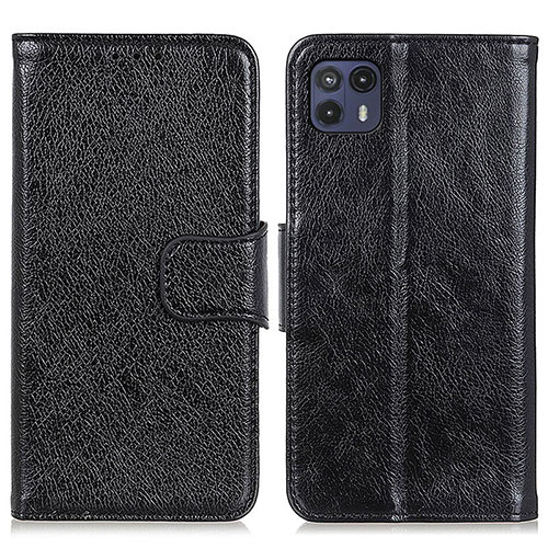 Leather Case Stands Flip Cover Holder N05P for Motorola Moto G50 5G Black