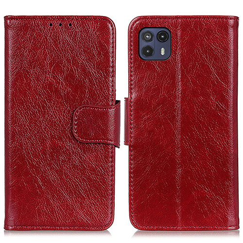 Leather Case Stands Flip Cover Holder N05P for Motorola Moto G50 5G Red