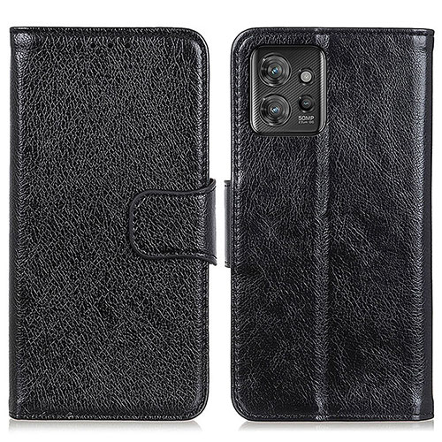 Leather Case Stands Flip Cover Holder N05P for Motorola ThinkPhone 5G Black