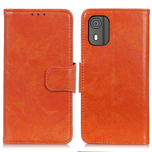 Leather Case Stands Flip Cover Holder N05P for Nokia C02 Orange