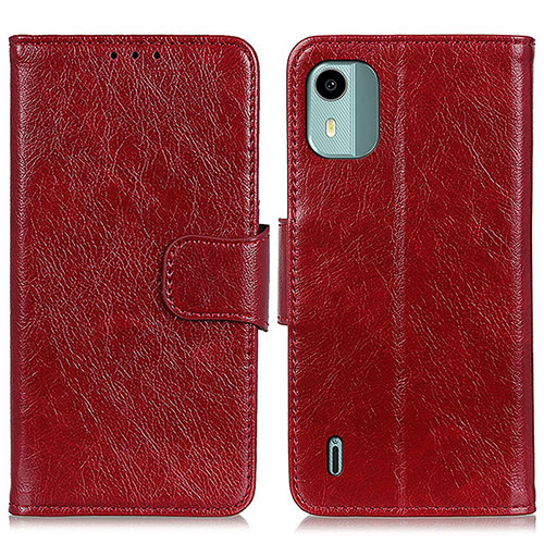 Leather Case Stands Flip Cover Holder N05P for Nokia C12 Plus Red