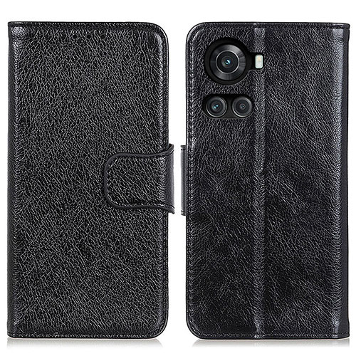 Leather Case Stands Flip Cover Holder N05P for OnePlus 10R 5G Black