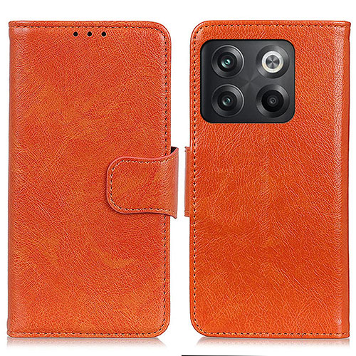 Leather Case Stands Flip Cover Holder N05P for OnePlus 10T 5G Orange