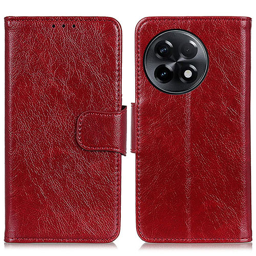 Leather Case Stands Flip Cover Holder N05P for OnePlus 11R 5G Red