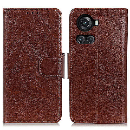 Leather Case Stands Flip Cover Holder N05P for OnePlus Ace 5G Brown