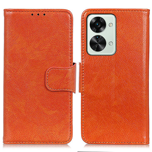 Leather Case Stands Flip Cover Holder N05P for OnePlus Nord 2T 5G Orange