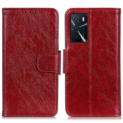 Leather Case Stands Flip Cover Holder N05P for Oppo A16s Red