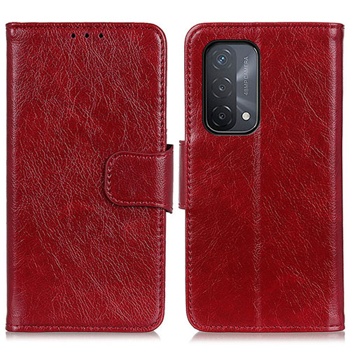 Leather Case Stands Flip Cover Holder N05P for Oppo A54 5G Red