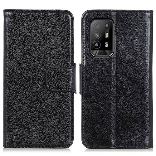 Leather Case Stands Flip Cover Holder N05P for Oppo A94 5G Black