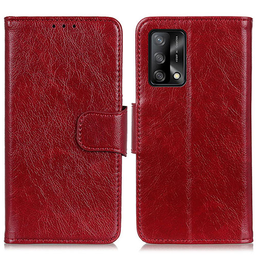 Leather Case Stands Flip Cover Holder N05P for Oppo A95 4G Red