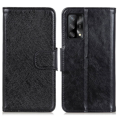 Leather Case Stands Flip Cover Holder N05P for Oppo F19 Black
