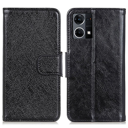 Leather Case Stands Flip Cover Holder N05P for Oppo F21s Pro 4G Black