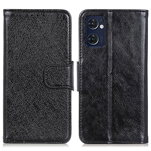 Leather Case Stands Flip Cover Holder N05P for Oppo Find X5 Lite 5G Black