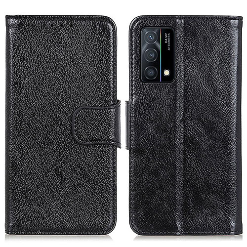 Leather Case Stands Flip Cover Holder N05P for Oppo K9 5G Black