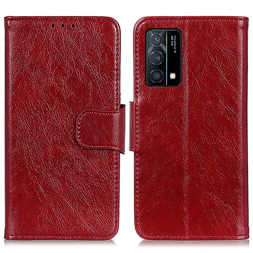 Leather Case Stands Flip Cover Holder N05P for Oppo K9 5G Red