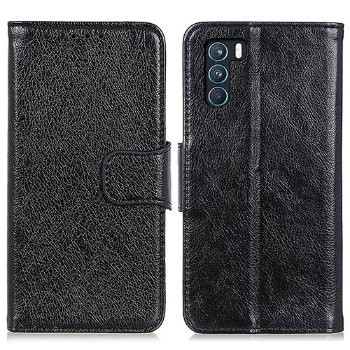 Leather Case Stands Flip Cover Holder N05P for Oppo K9 Pro 5G Black