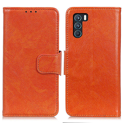 Leather Case Stands Flip Cover Holder N05P for Oppo K9 Pro 5G Orange