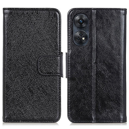 Leather Case Stands Flip Cover Holder N05P for Oppo Reno8 T 4G Black