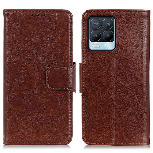 Leather Case Stands Flip Cover Holder N05P for Realme 8 4G Brown