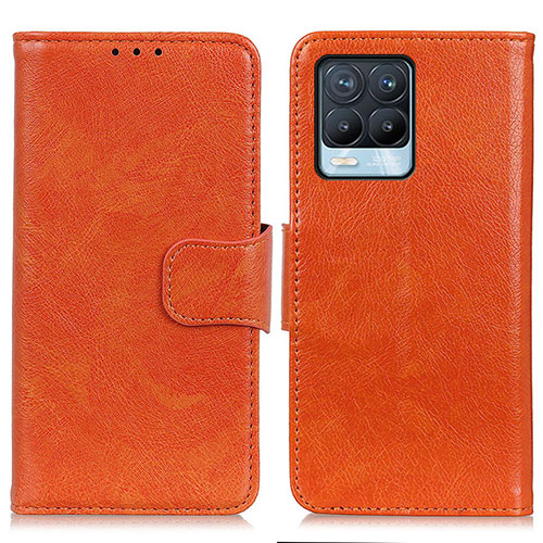 Leather Case Stands Flip Cover Holder N05P for Realme 8 4G Orange