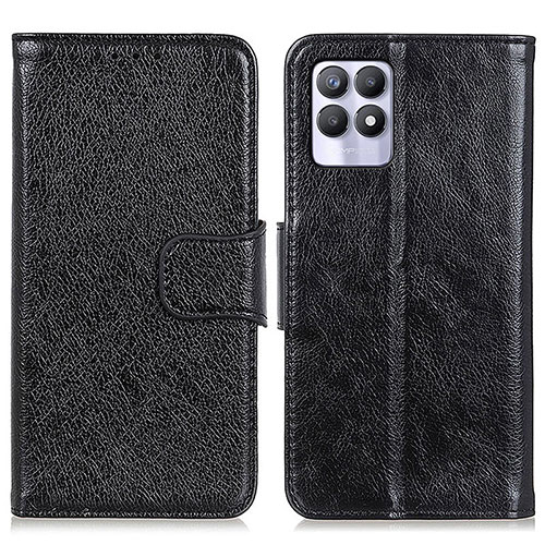 Leather Case Stands Flip Cover Holder N05P for Realme 8i Black