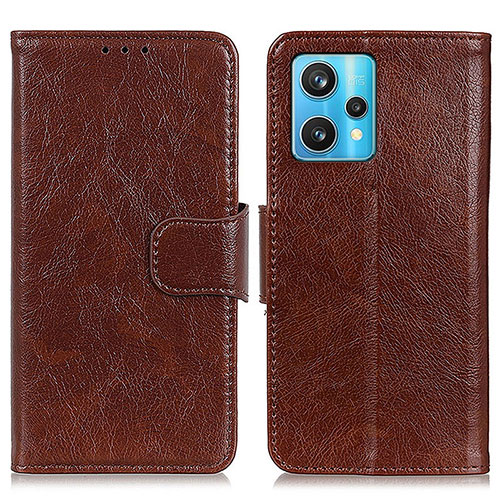 Leather Case Stands Flip Cover Holder N05P for Realme 9 4G Brown