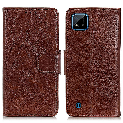 Leather Case Stands Flip Cover Holder N05P for Realme C20 Brown