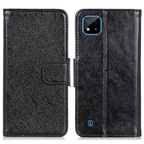 Leather Case Stands Flip Cover Holder N05P for Realme C20A Black