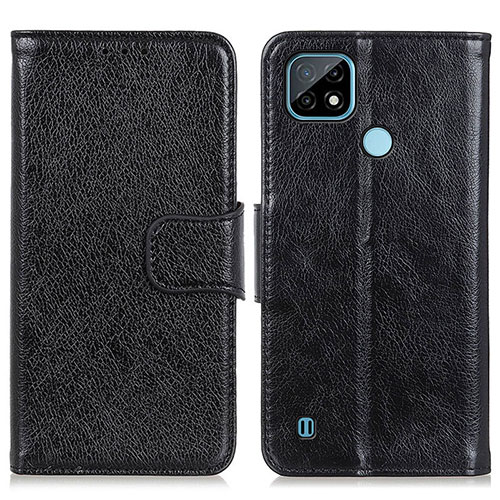 Leather Case Stands Flip Cover Holder N05P for Realme C21 Black