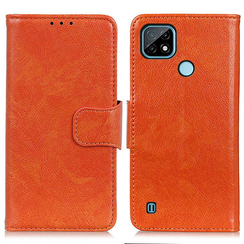 Leather Case Stands Flip Cover Holder N05P for Realme C21 Orange