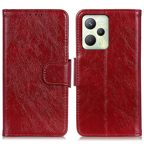 Leather Case Stands Flip Cover Holder N05P for Realme Narzo 50A Prime Red