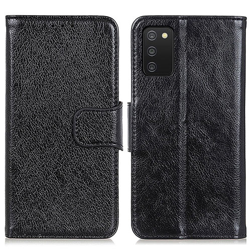 Leather Case Stands Flip Cover Holder N05P for Samsung Galaxy A02s Black