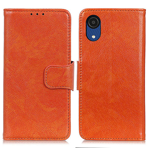 Leather Case Stands Flip Cover Holder N05P for Samsung Galaxy A03 Core Orange