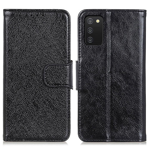 Leather Case Stands Flip Cover Holder N05P for Samsung Galaxy A03s Black