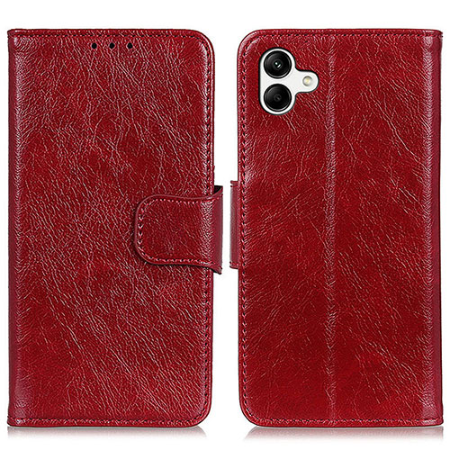 Leather Case Stands Flip Cover Holder N05P for Samsung Galaxy A04E Red