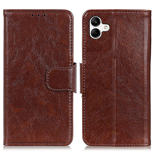 Leather Case Stands Flip Cover Holder N05P for Samsung Galaxy A05 Brown