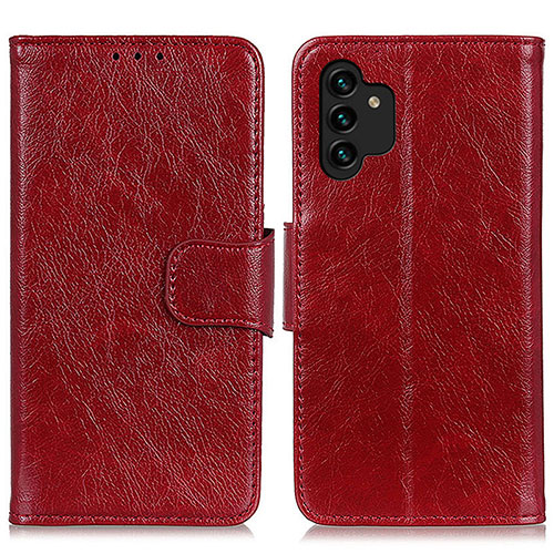 Leather Case Stands Flip Cover Holder N05P for Samsung Galaxy A13 4G Red