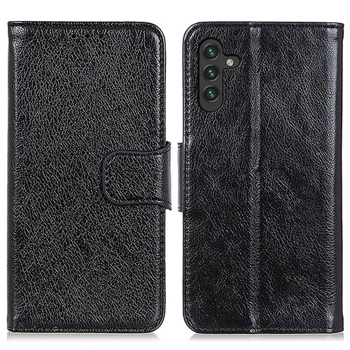 Leather Case Stands Flip Cover Holder N05P for Samsung Galaxy A13 5G Black