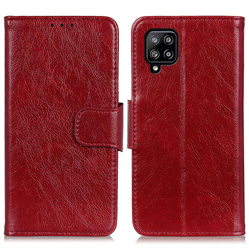 Leather Case Stands Flip Cover Holder N05P for Samsung Galaxy A22 4G Red