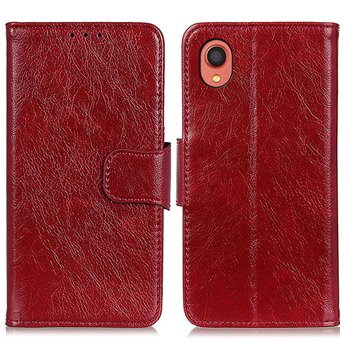 Leather Case Stands Flip Cover Holder N05P for Samsung Galaxy A22 5G SC-56B Red