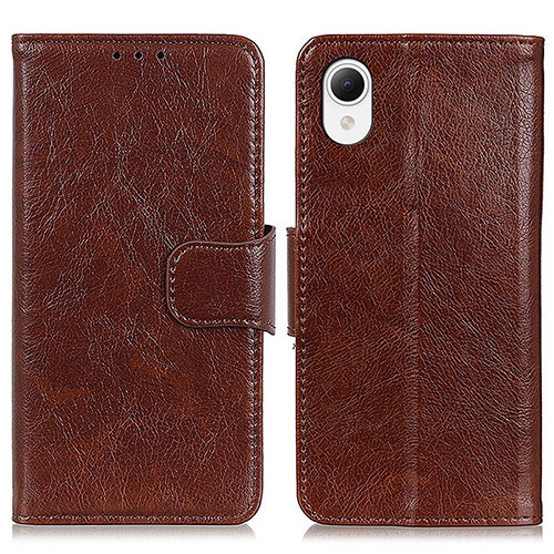 Leather Case Stands Flip Cover Holder N05P for Samsung Galaxy A23s Brown