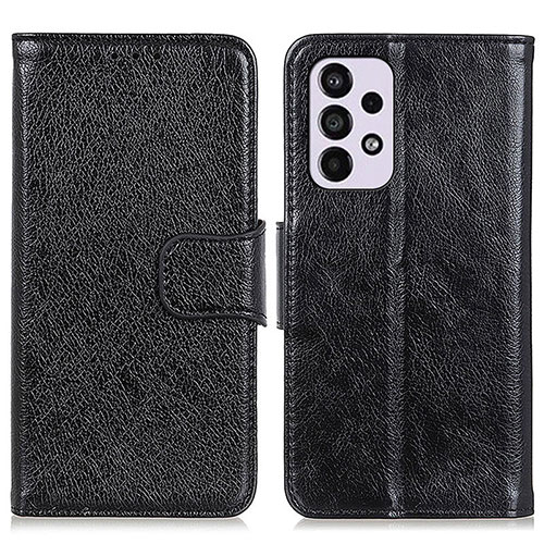 Leather Case Stands Flip Cover Holder N05P for Samsung Galaxy A33 5G Black