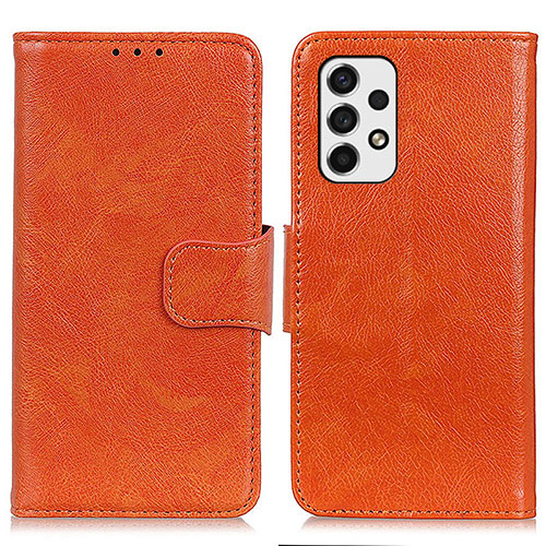 Leather Case Stands Flip Cover Holder N05P for Samsung Galaxy A53 5G Orange