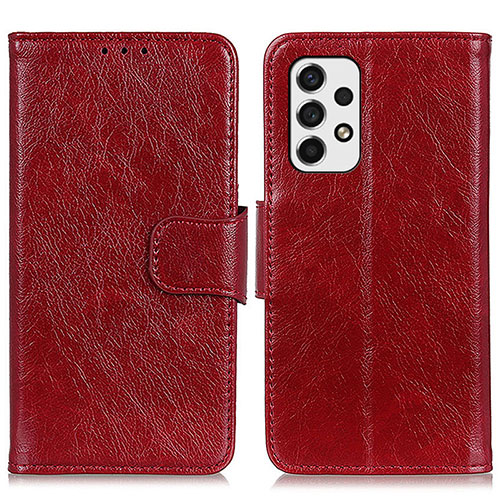 Leather Case Stands Flip Cover Holder N05P for Samsung Galaxy A53 5G Red