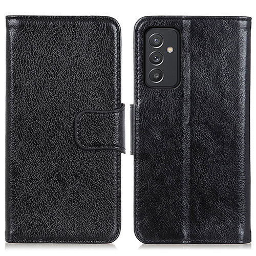 Leather Case Stands Flip Cover Holder N05P for Samsung Galaxy A55 5G Black