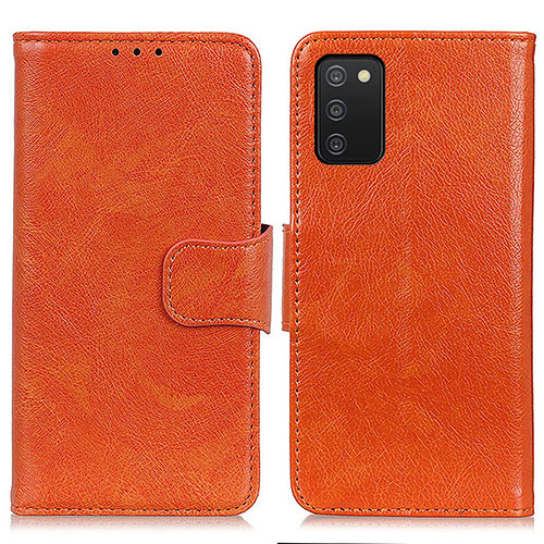 Leather Case Stands Flip Cover Holder N05P for Samsung Galaxy F02S SM-E025F Orange